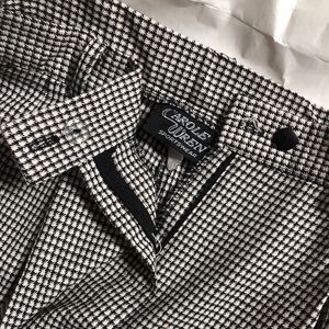 Black and white checkered trousers